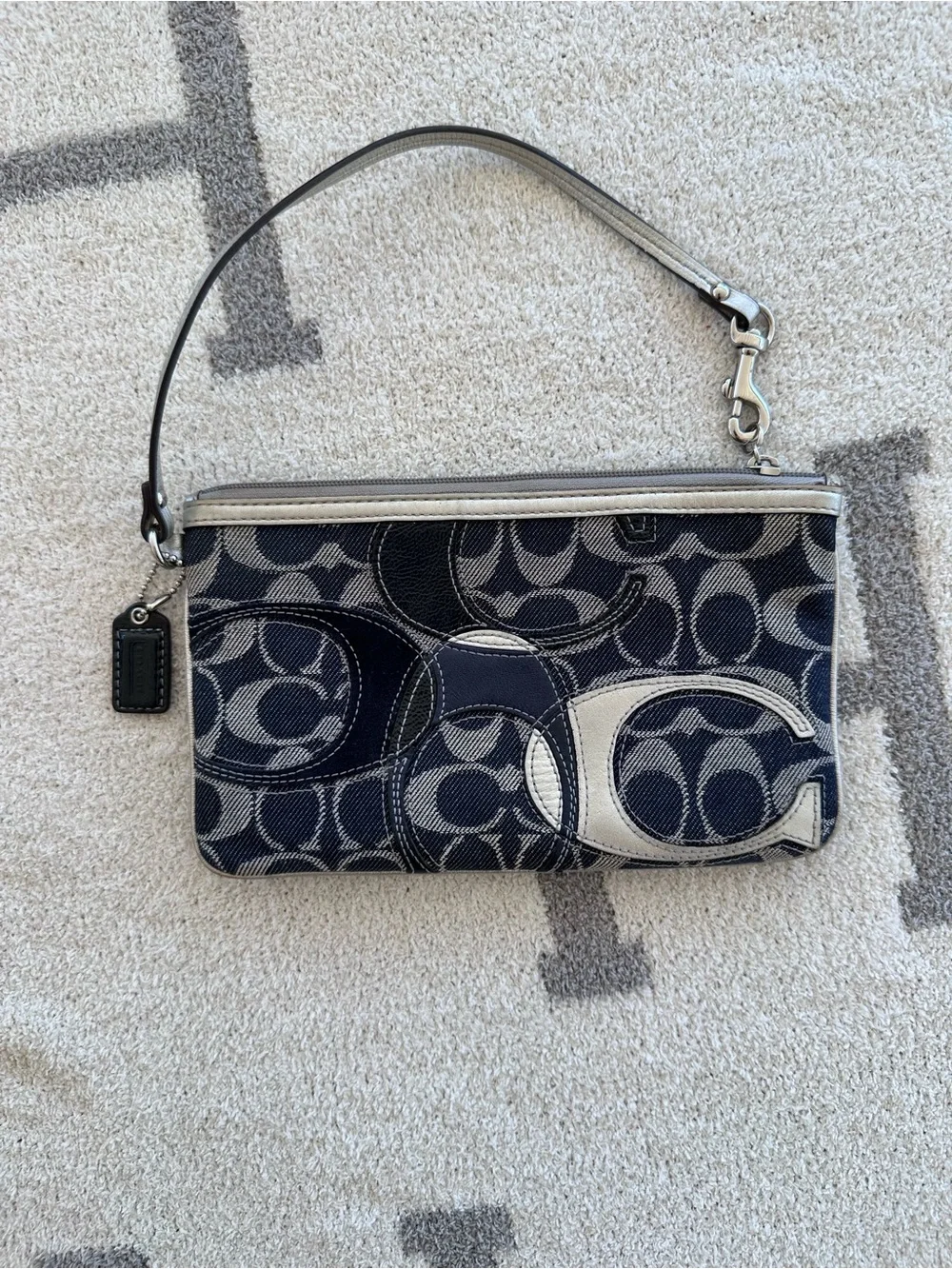 Coach Signature denim patchwork Wristlet y2k